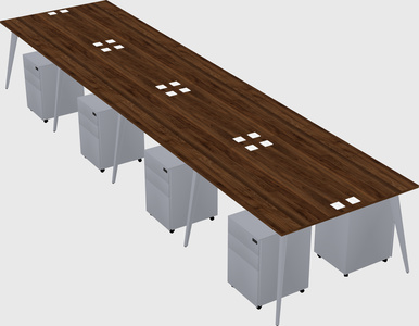 Shared rectangular office desk system