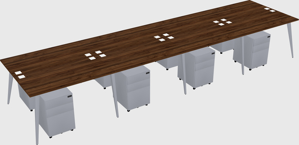 Shared rectangular office desk system