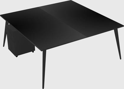 Shared rectangular office desk system