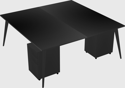 Shared rectangular office desk system