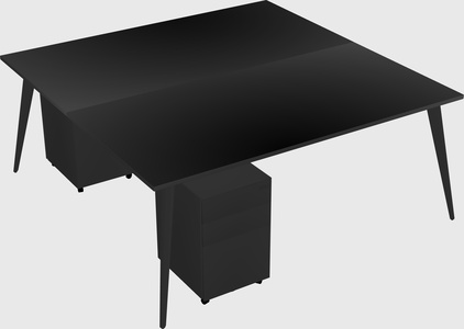 Shared rectangular office desk system