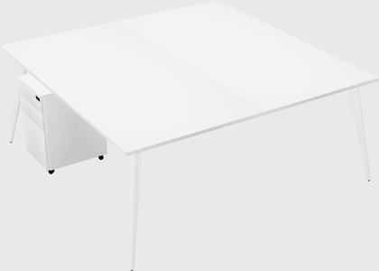 Shared rectangular office desk system