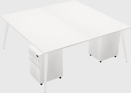Shared rectangular office desk system