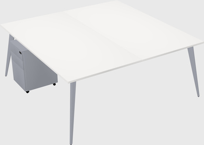 Shared rectangular office desk system