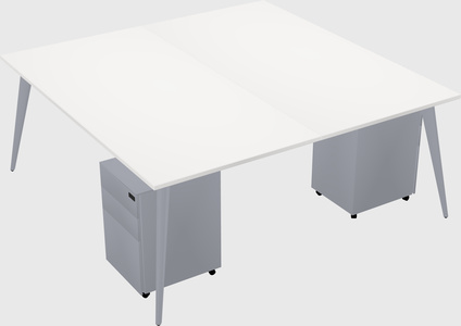 Shared rectangular office desk system