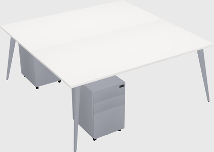 Shared rectangular office desk system