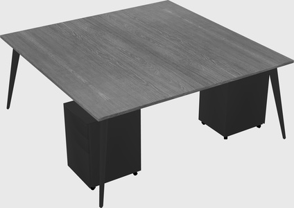 Shared rectangular office desk system