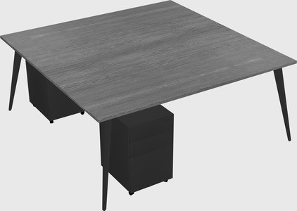 Shared rectangular office desk system