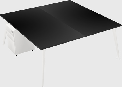 Shared rectangular office desk system