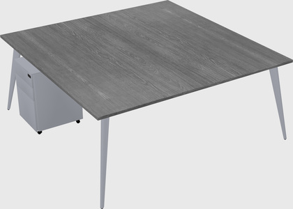 Shared rectangular office desk system