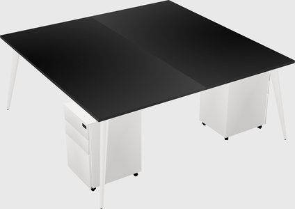 Shared rectangular office desk system