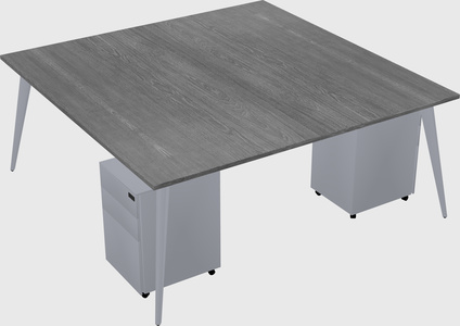 Shared rectangular office desk system
