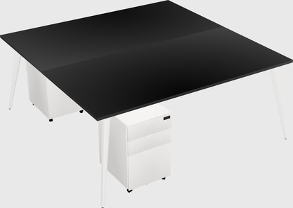 Shared rectangular office desk system
