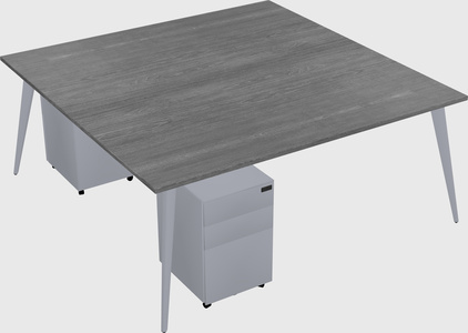 Shared rectangular office desk system