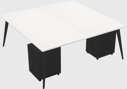 Shared rectangular office desk system