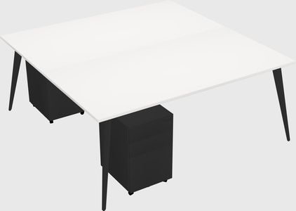 Shared rectangular office desk system