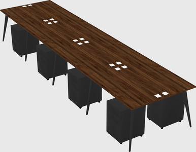 Shared rectangular office desk system