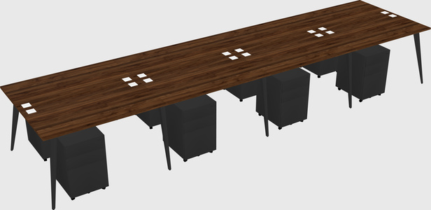 Shared rectangular office desk system