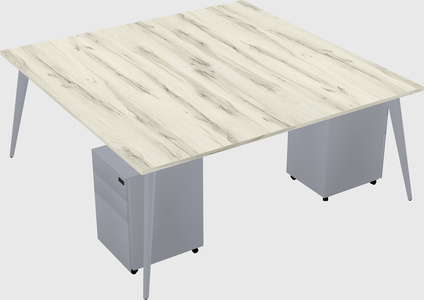 Shared rectangular office desk system