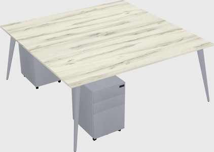Shared rectangular office desk system