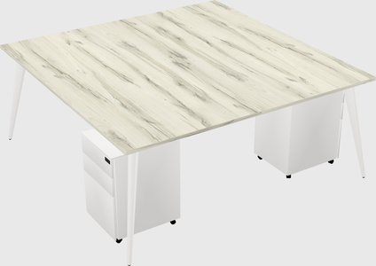 Shared rectangular office desk system