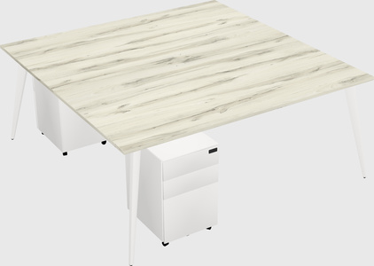 Shared rectangular office desk system