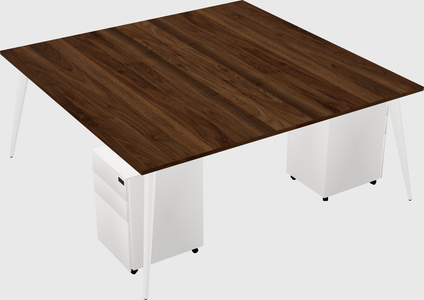 Shared rectangular office desk system