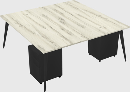 Shared rectangular office desk system