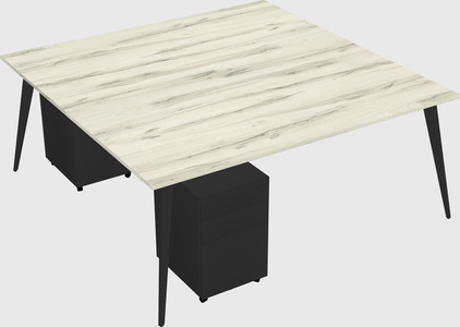 Shared rectangular office desk system