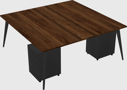 Shared rectangular office desk system