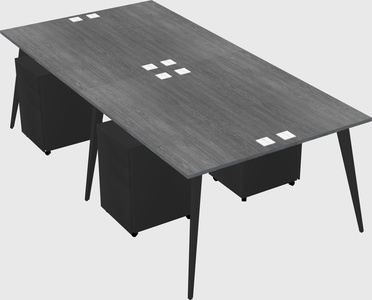 Shared rectangular office desk system