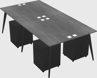 Shared rectangular office desk system