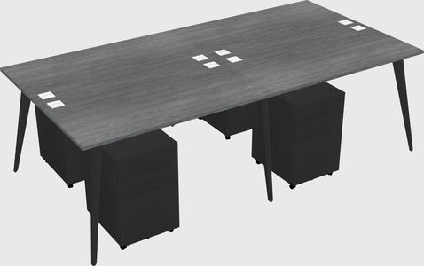 Shared rectangular office desk system