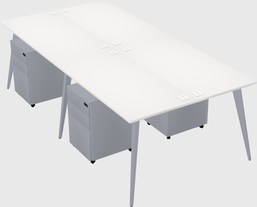 Shared rectangular office desk system