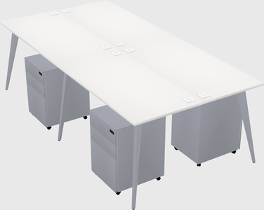 Shared rectangular office desk system
