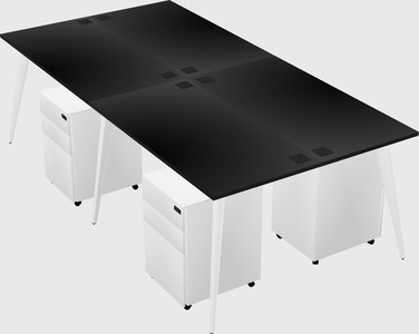 Shared rectangular office desk system