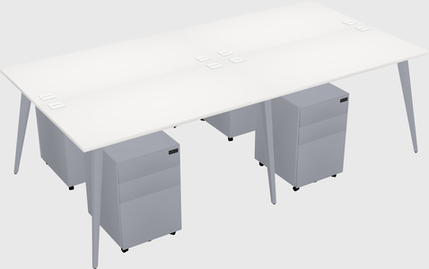 Shared rectangular office desk system