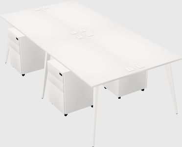 Shared rectangular office desk system