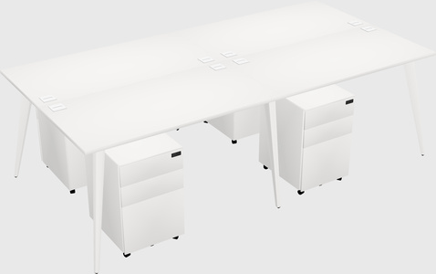 Shared rectangular office desk system