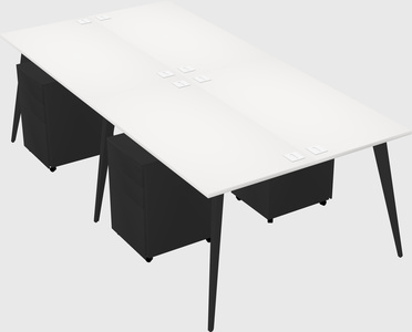 Shared rectangular office desk system