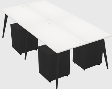 Shared rectangular office desk system