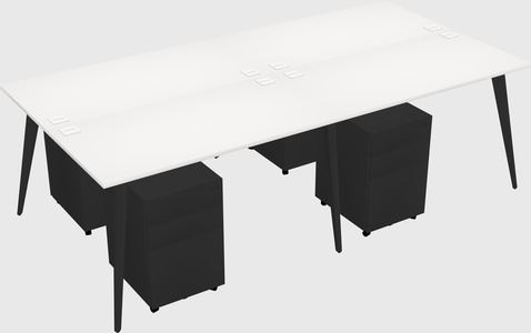 Shared rectangular office desk system