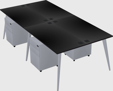 Shared rectangular office desk system