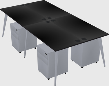 Shared rectangular office desk system