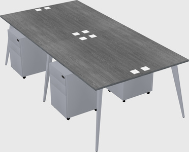 Shared rectangular office desk system