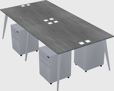 Shared rectangular office desk system