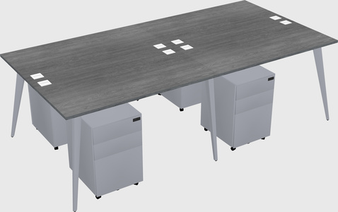Shared rectangular office desk system