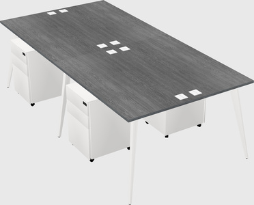 Shared rectangular office desk system