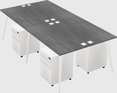 Shared rectangular office desk system