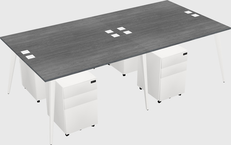 Shared rectangular office desk system